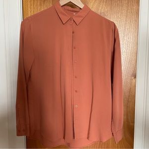 Uniqlo long sleeve rayon shirt in S, orange
